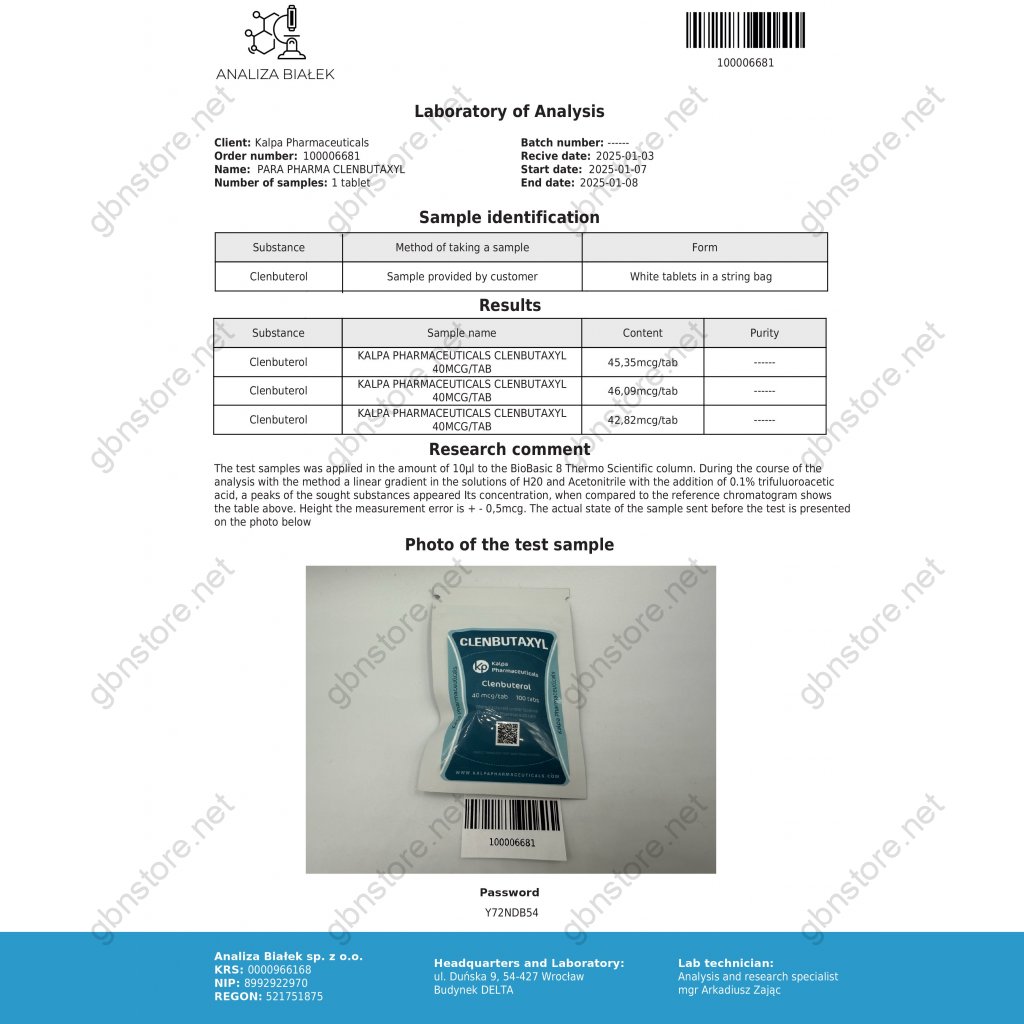 Clenbutaxyl Kalpa Pharmaceuticals LTD, India Clenbutaxyl Kalpa Pharmaceuticals LTD, India